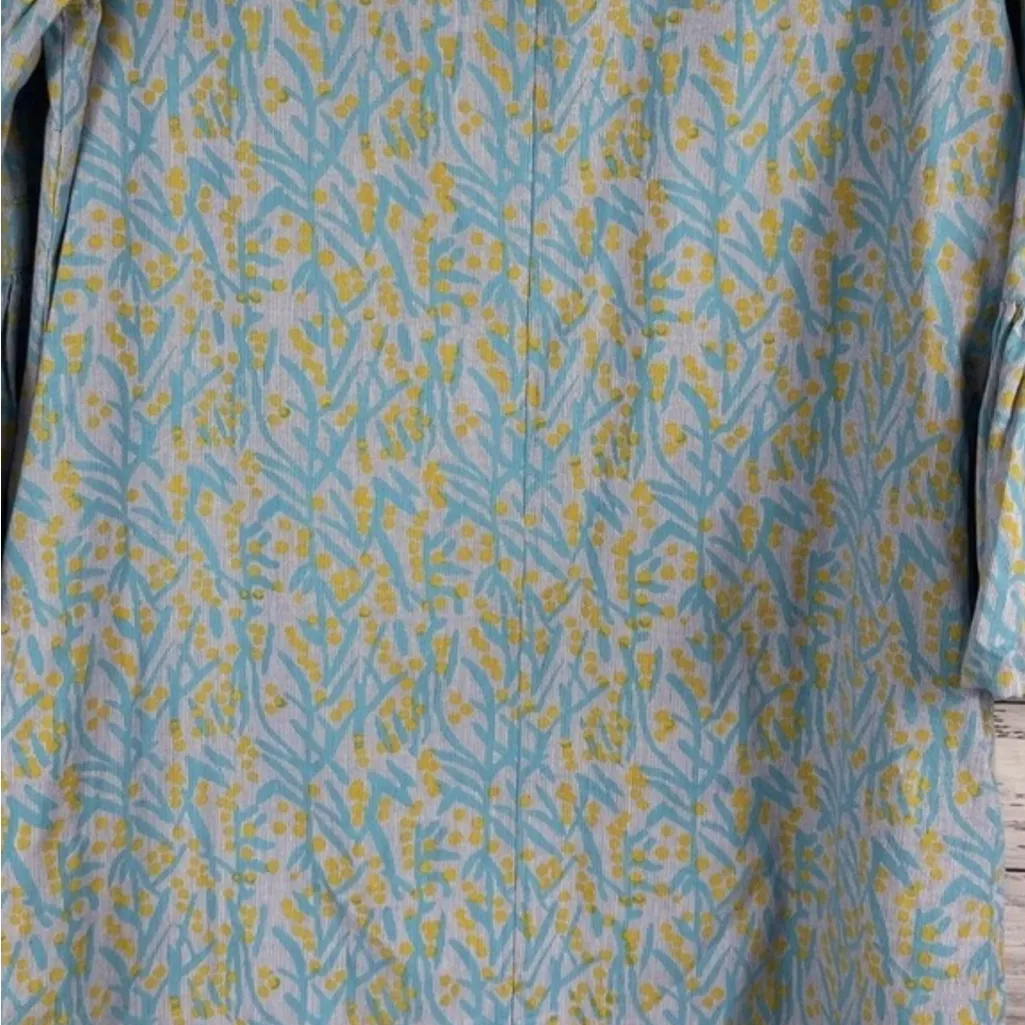 Roller Rabbit Blue Floral Stripe Three Quarter Ruffle Sleeve Dress Women’s Large - Image 9