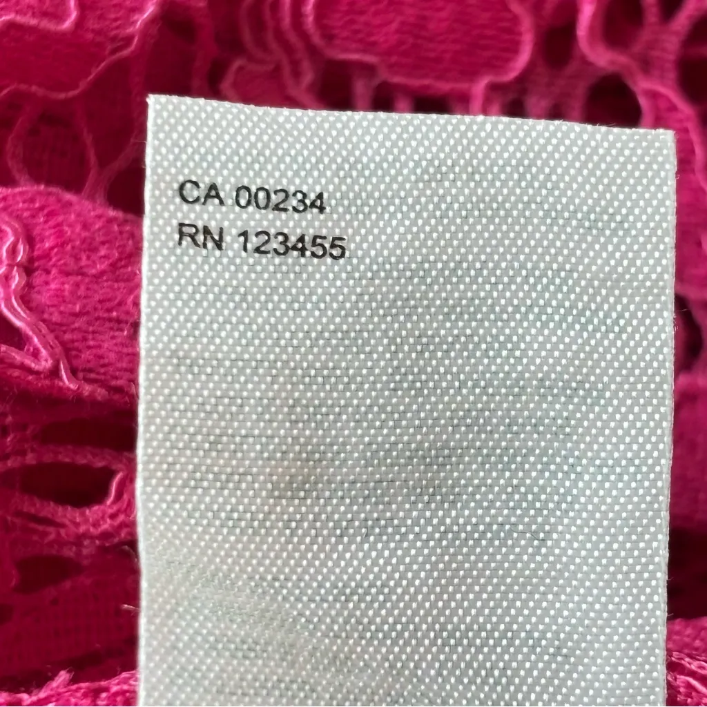 Saks Fifth Avenue Womens Pink Lace Sheer size L Long Sleeve Button Floral Mesh - Image 10