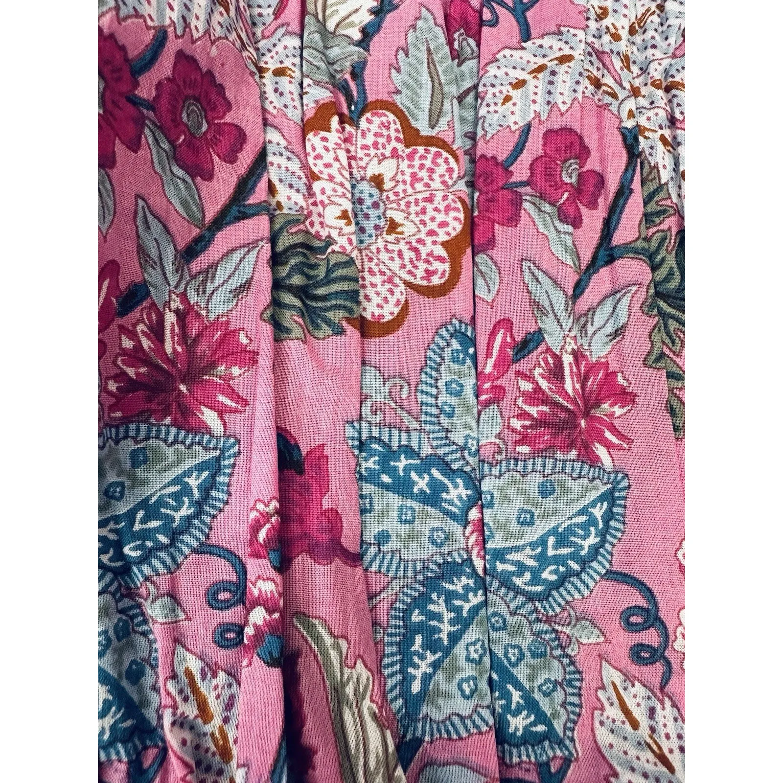 NWT Maisie Floral Ballon 3/4 Sleeve 100% Cotton Minidress Pink Ethnic Size Large - Image 12