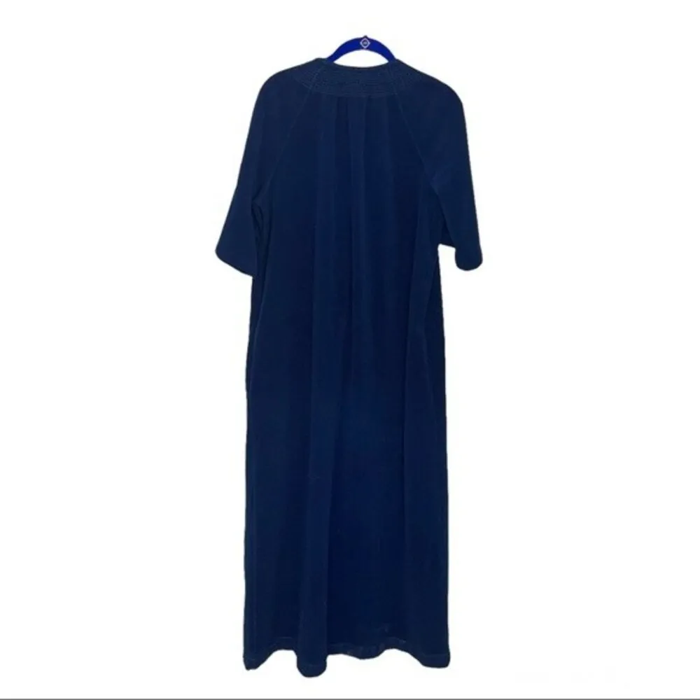 VANITY FAIR Blue Brush Polyester House Dress Robe Medium Pullover Housedress - Image 5