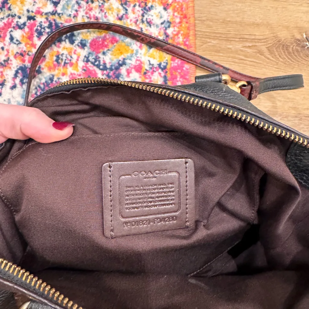 Coach Signature Leather Satchel • Snake Embossed Handles • Crossbody - Image 6