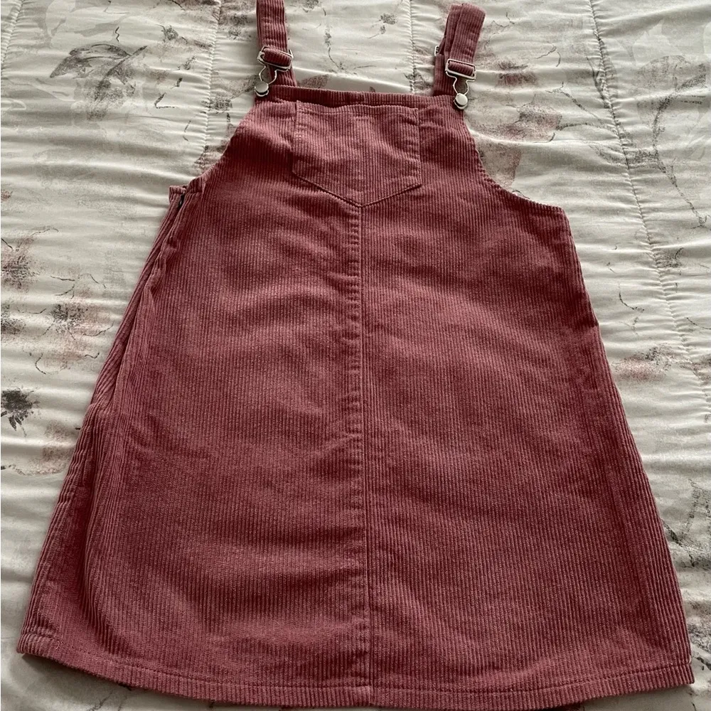 Pink corduroy overall bib pinafore suspender dress, size S Barbiecore boho - Image 14
