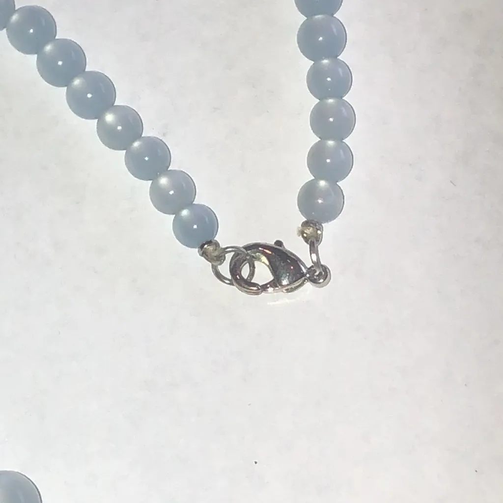 Elegant Blue Moon Glow Beaded Boho Choker Necklace - Image 3