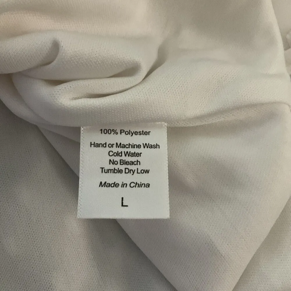 lucy in the sky dress Large L Chiffon Ivory White Polkadot Ruffle Tie Waist - Image 12