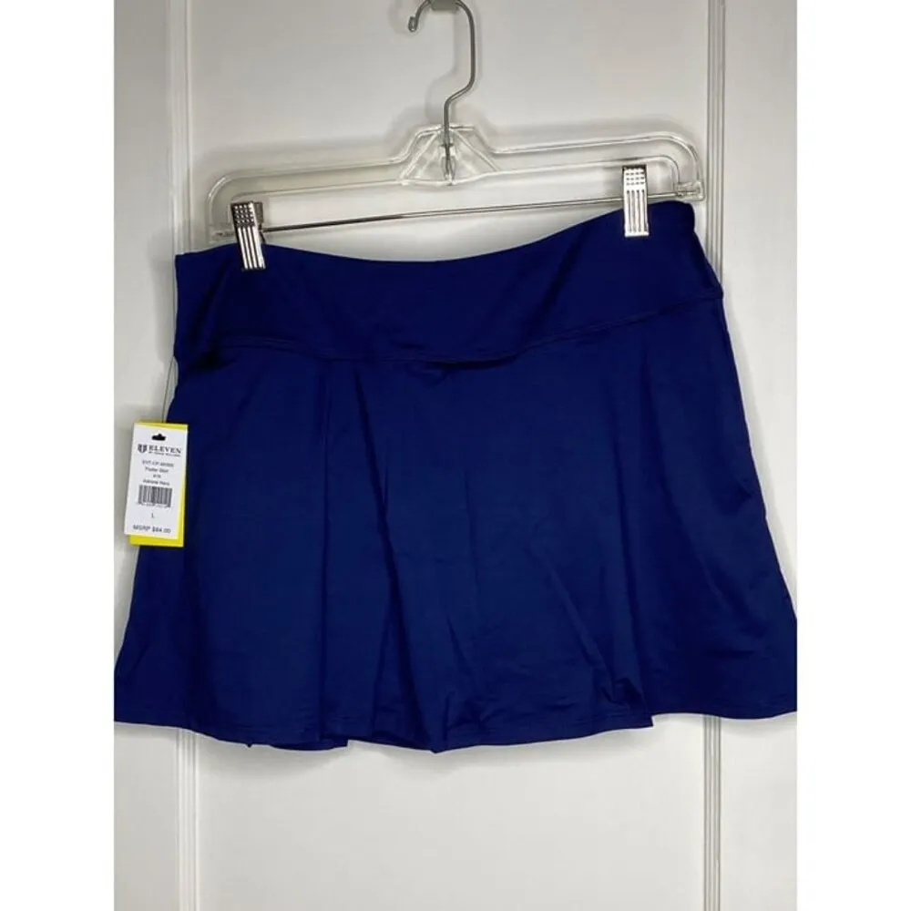 Eleven Women`s Flutter pleated 13 Inch Tennis Skort LARGE Admiral Navy UPF Blue - Image 6