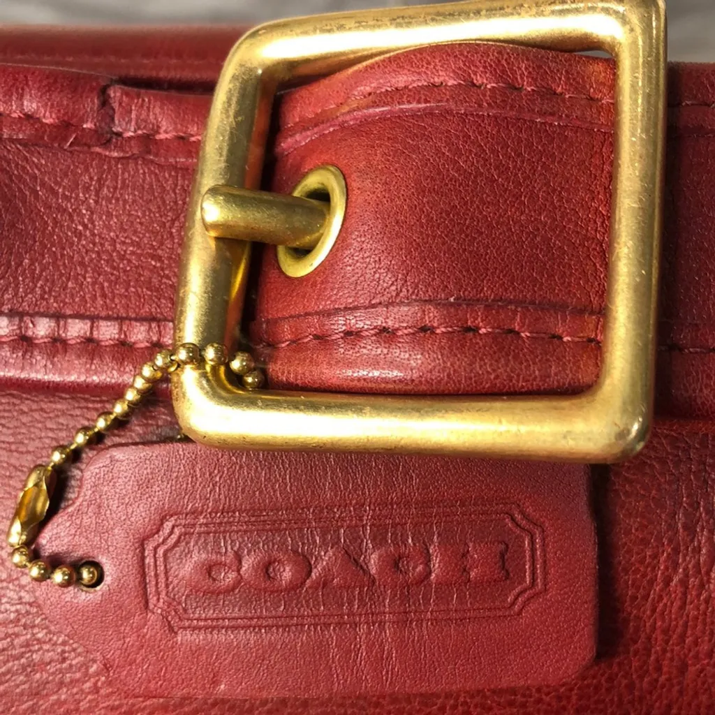 Vintage COACH Stewardess Red Glove Tanned Turn Lock Bag Costa Rica COA 9525 - Image 13