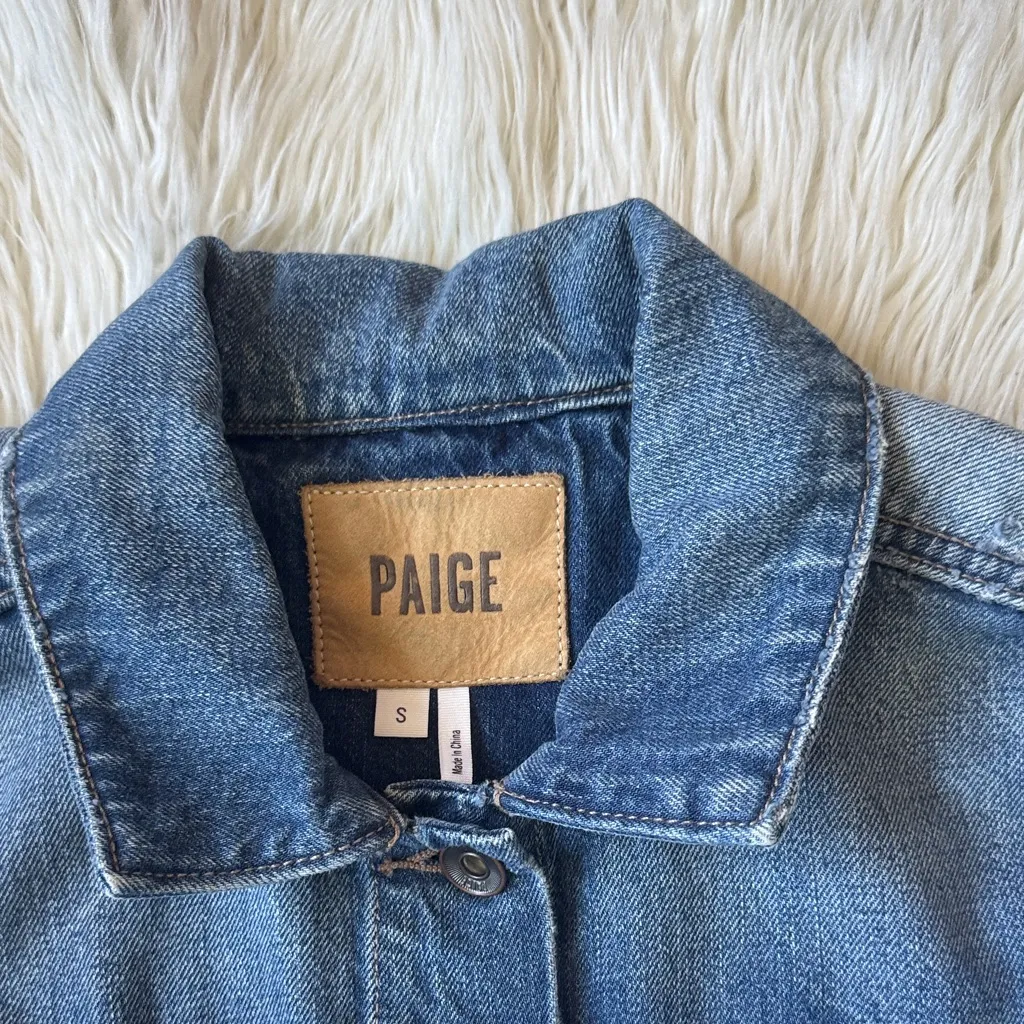PAIGE Distressed Blue Denim Jean Jacket - Image 2