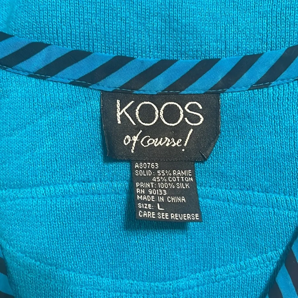 Koos of Course Cardigan Sweater Sz L Silk Blend Knitted Pockets Button Up Pocket Blue Size L - Image 6