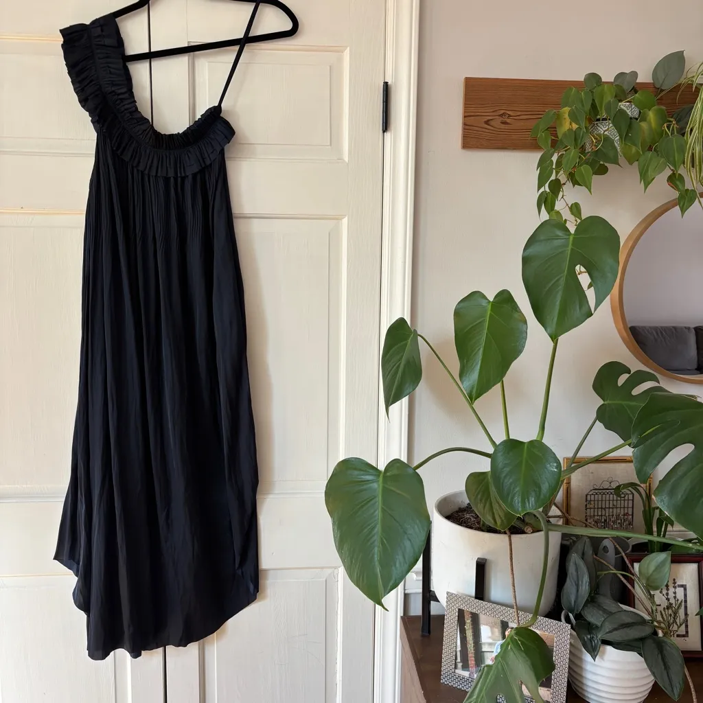 Ulla Johnson One Shoulder Jade Pleated Dress Midnight Navy Blu Size 4 Gown Flowy - Image 6