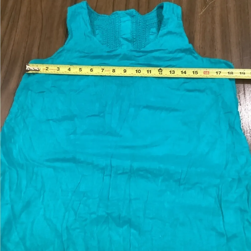 Klozlyne prairie style crochet sleeveless cotton summer sun dress petite L Blue Size undefined - Image 7