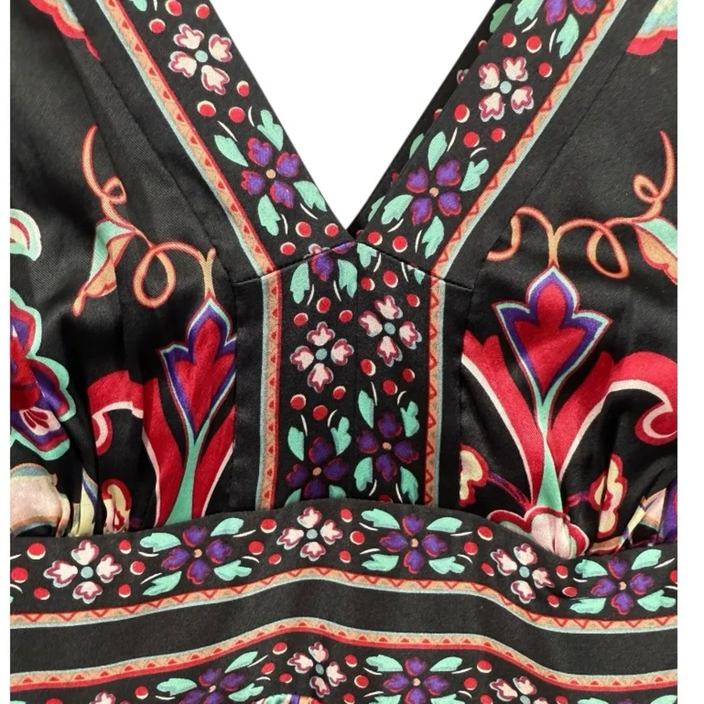 ECI Sleeveless Colorful Floral Print Silk‎ Dress 6 - Image 9