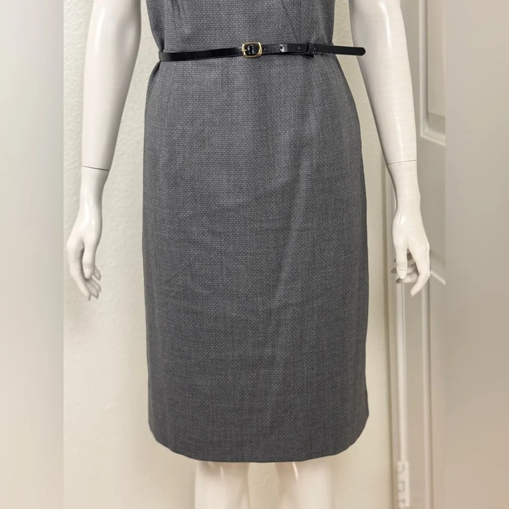 Hugo Boss Womens Dress Size 12 Gray Belted V-Neck Sleeveless Lined. F44 - Image 10