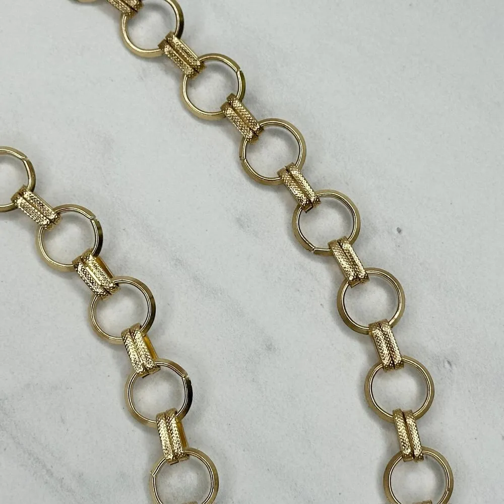 Gold Tone Open Hoop Metal Chain Link Belt Decorative O Ring One Size ✨ - Image 3