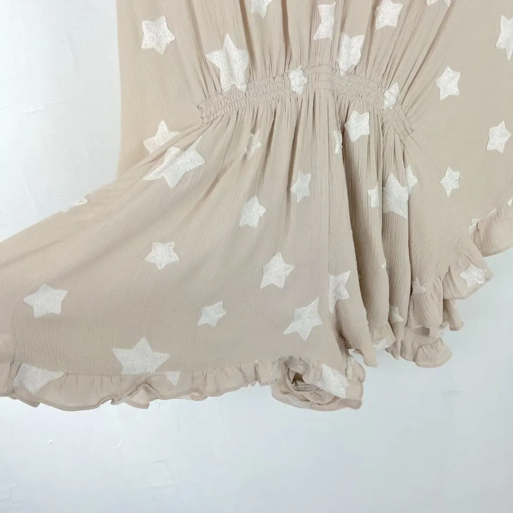 Storia  Embroidered Star Ruffle Batwing Sleeve Romper Size Small S EUC T2651 - Image 7