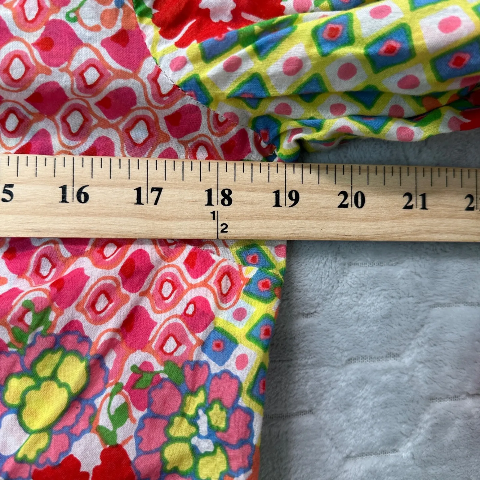 Talbots Floral Geometric Tunic Blouse M 100% Cotton Boho Summer Top Vivid Resort - Image 5