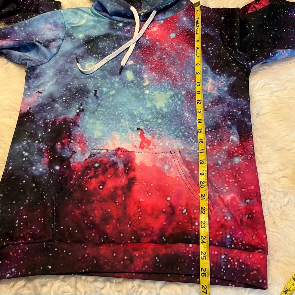 Galaxy All Over Print Hoodie Space Small/Medium could be unisex check meas. - Image 5