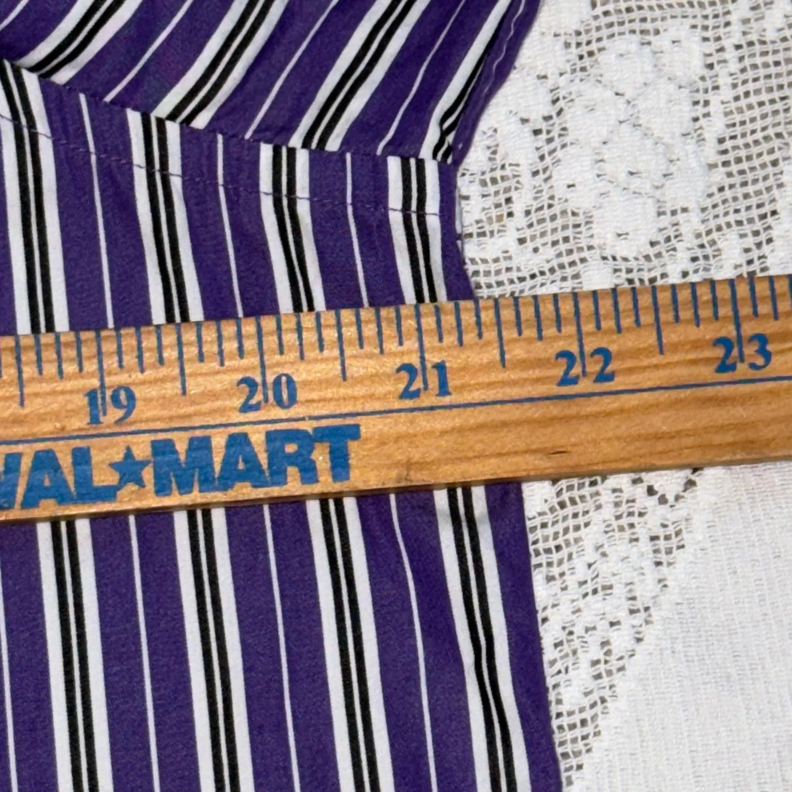 LAUREN RALPH LAUREN Women's Purple Stripe Button Down Shirt Size L Cotton - Image 6