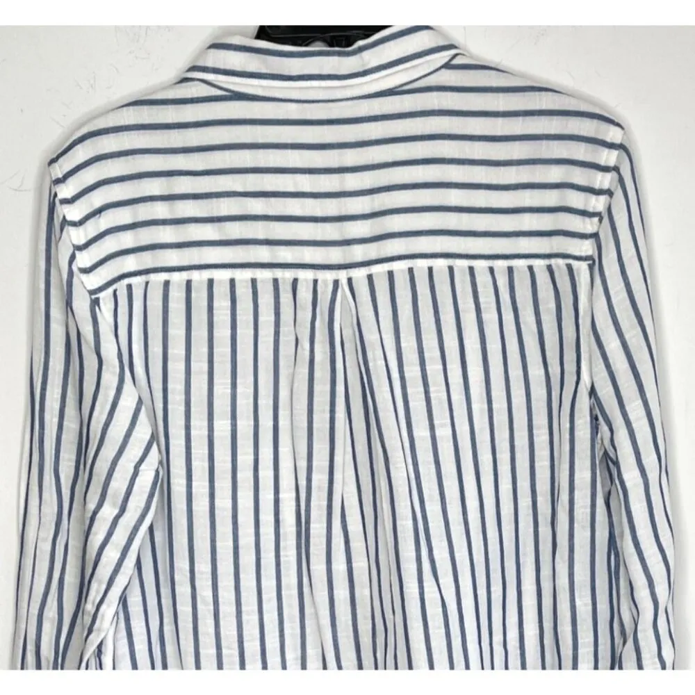 Lucky Brand Striped Button Up Shirt Chambray LS Size M - Image 5