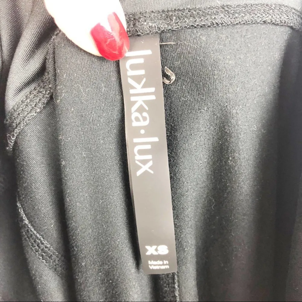 Lukka Lux Faux Leather detail Activewear Athletic Black Leggings Size XS - Image 14