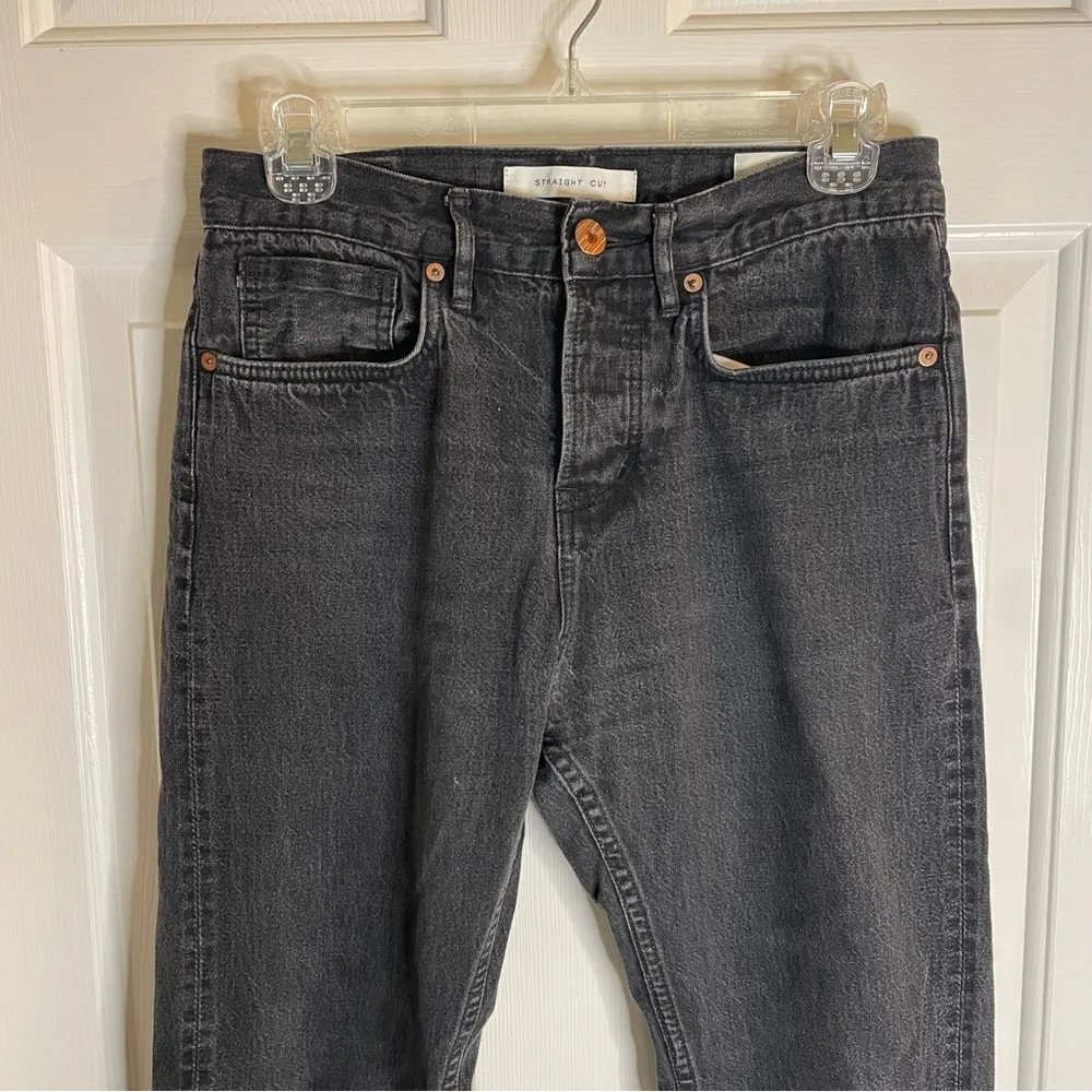 Billy Reid Black Straight Cut Straight Leg Button Fly Jeans Size 26 retro - Image 3