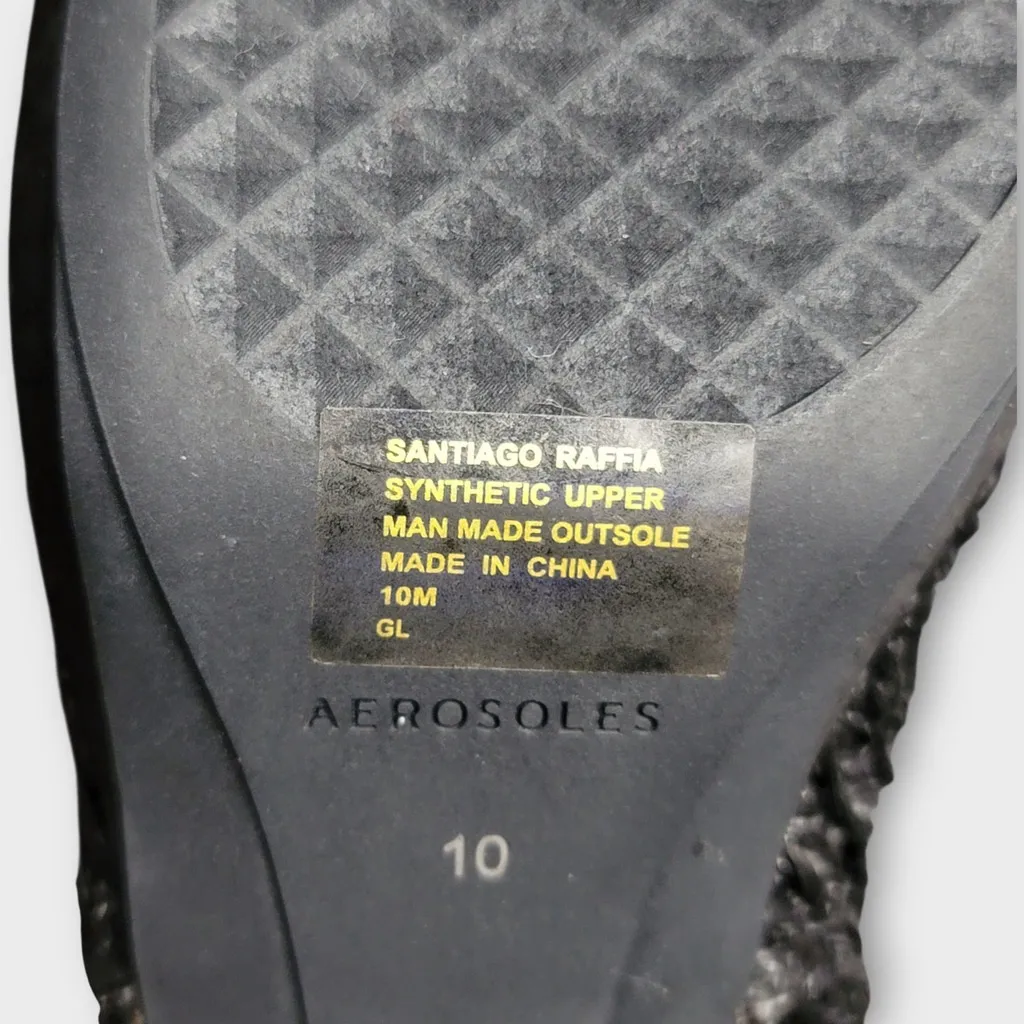 Aerosoles Womens Santiago Black Raffia Slingback Block Heel Loafers Size 10M - Image 7