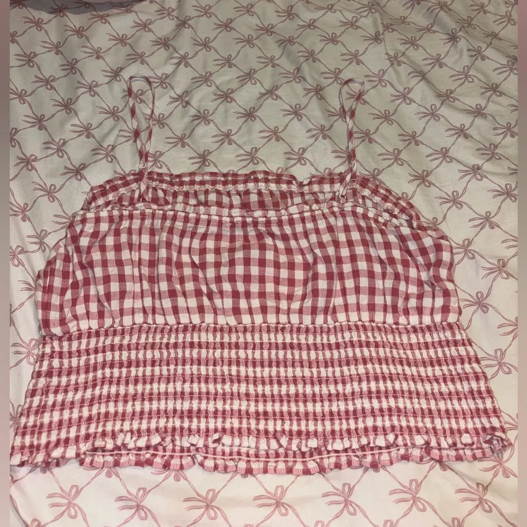 American Eagle Pink and White Checkered Top - Image 2