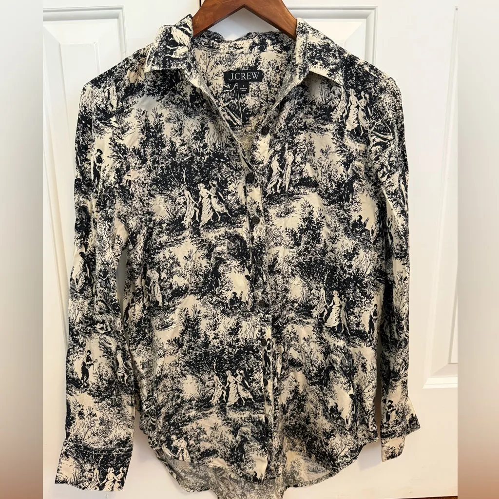 J.Crew Drapey toile-print shirt Size Small - Image 4