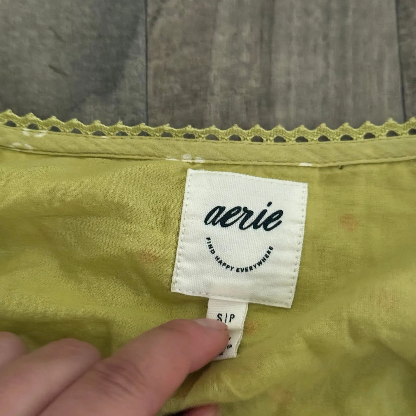 Aerie Rock N' Ruffle Lime green floral coquette long sleeve dress - Image 3