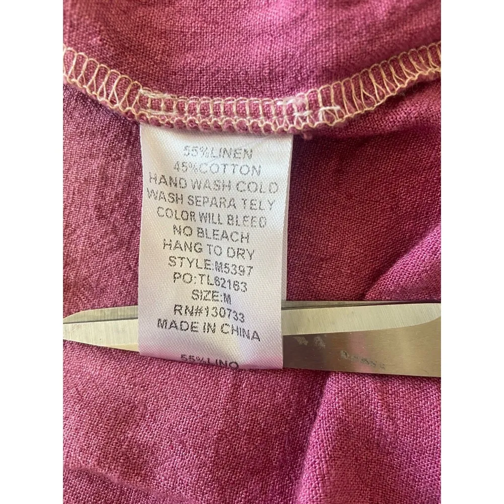 Linen Tan Magenta Ombre Tunic Top Dress Size Medium - Image 7