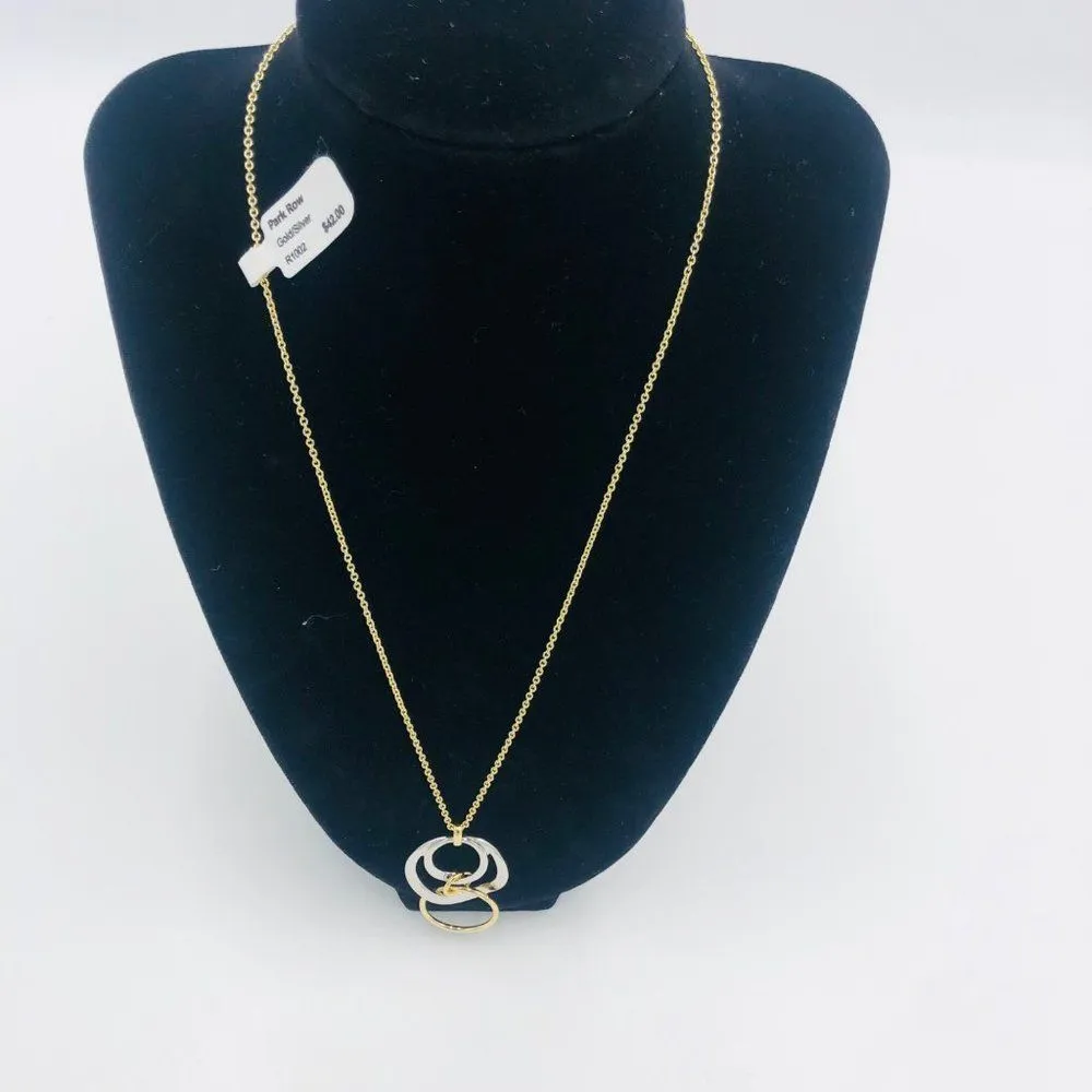 Brand New Gold & Silver Park Row Three Layer Circle‎ Pendant Necklace For Women - Image 4