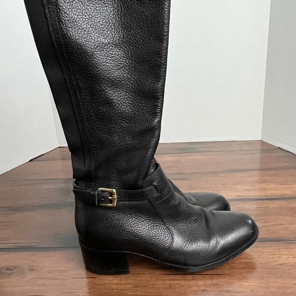 L.K. Bennett Carole Black Stretch Leather Knee Boots - Size 5.5 / 36 - Image 9