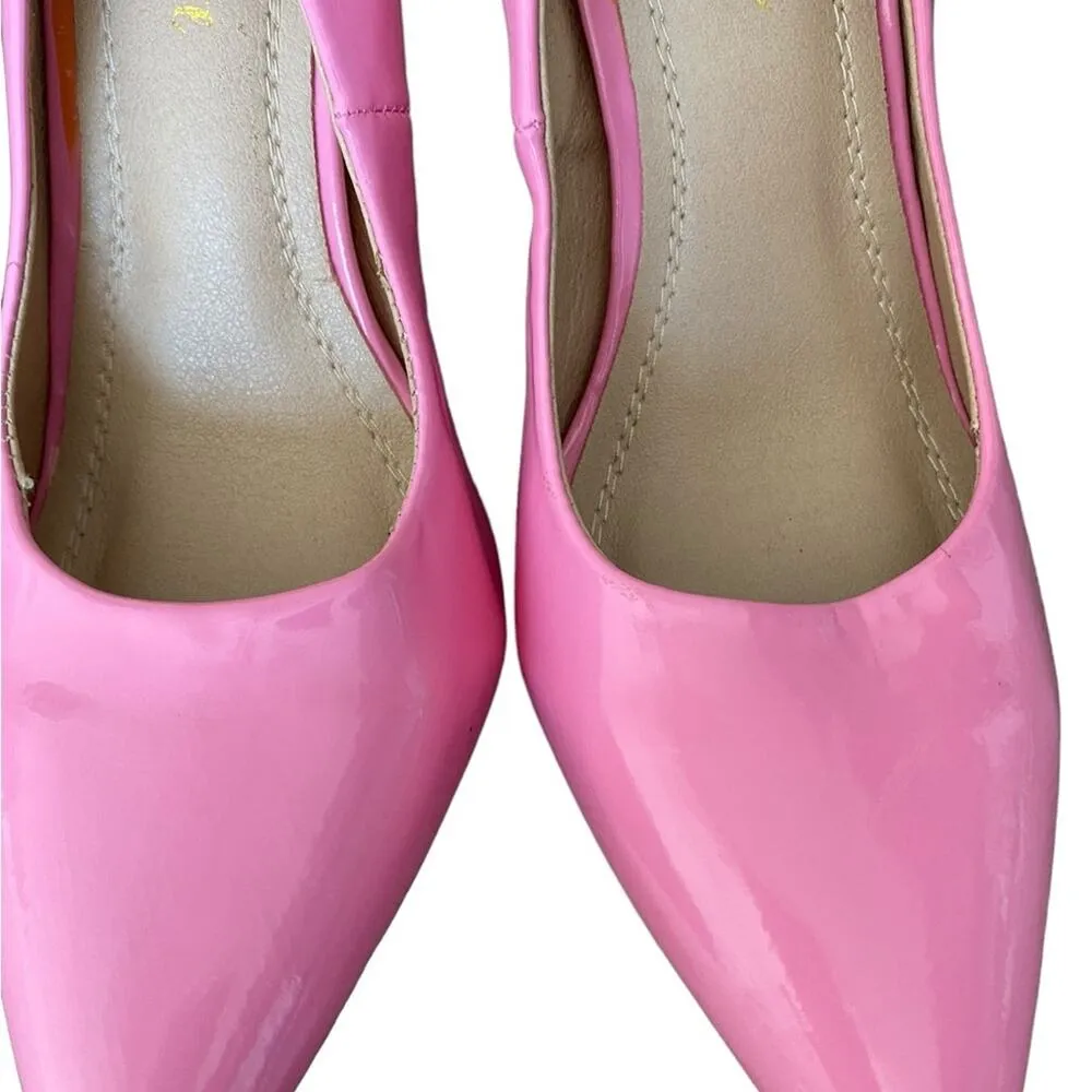 Chase + Chloe Los Angeles Barbie Pink Point Toe Faux Patent Leather Heel size 7 - Image 4