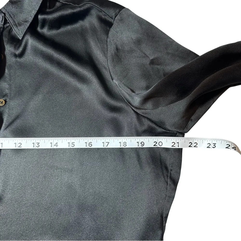 Boho Bohemian Silk Long Sleeve Button Down Shirt Size medium - Image 4