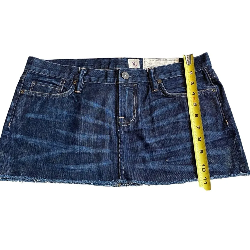 All Saints Spitalfields 10 Micro‎ Mini Denim Jean Skirt Frayed Short Y2K - Image 7