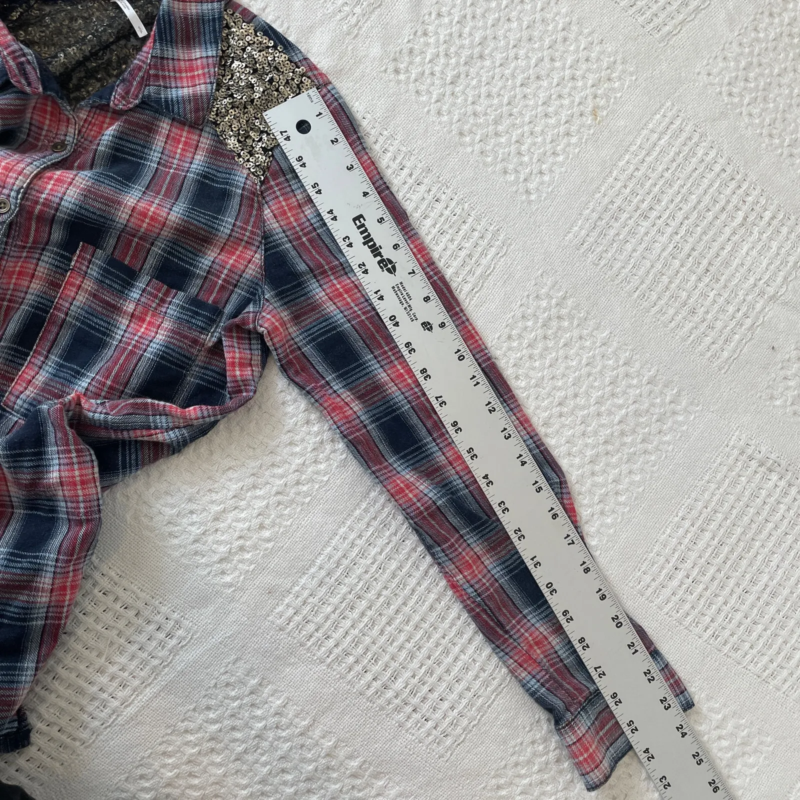 Free People Little Bit of Sugar plaid flannel sequin mesh panels TLS2 2011 - Image 5