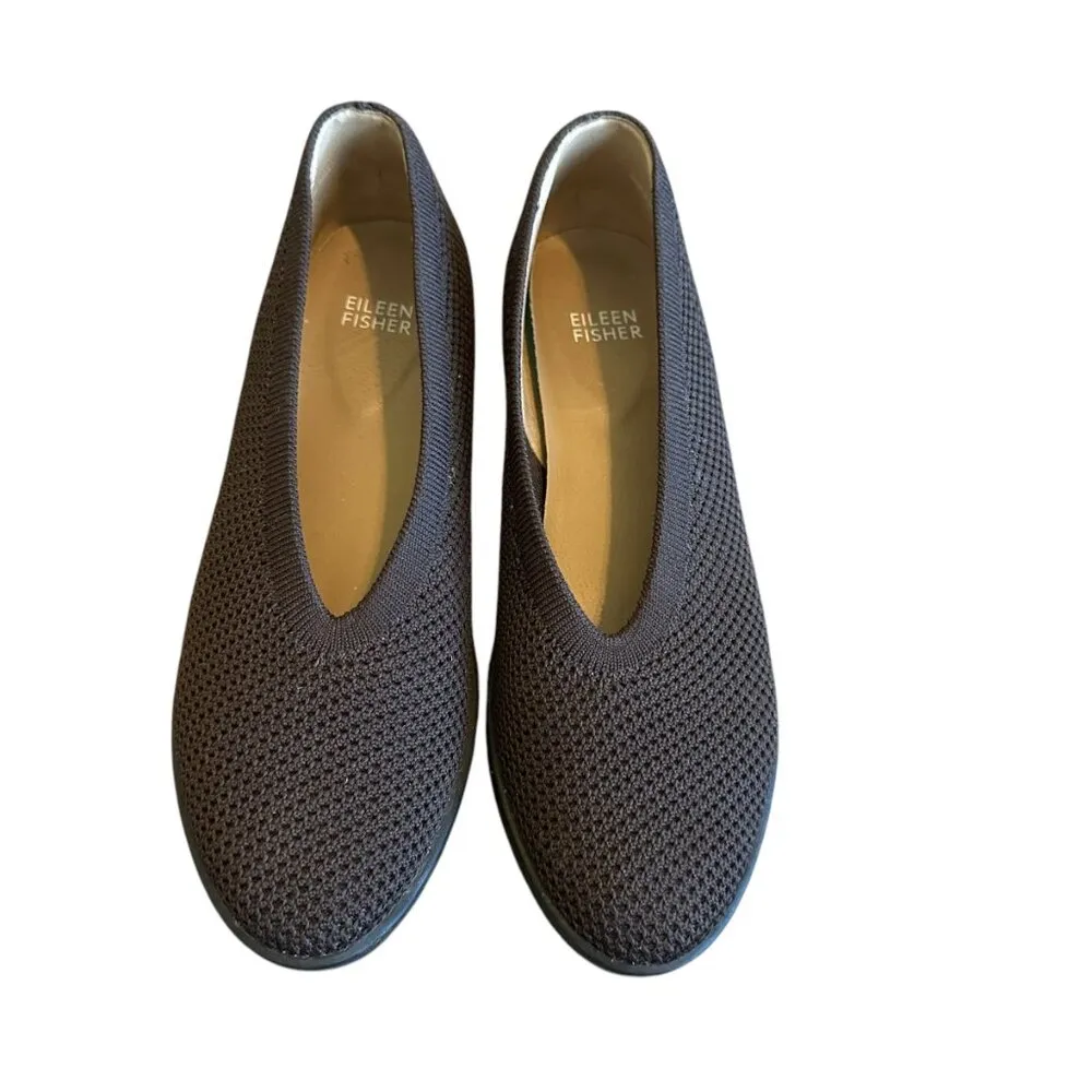 Eileen Fisher Heaven Stretch Knit Wedge Ballet Flat Brown Woven Size 7 Women's - Image 2