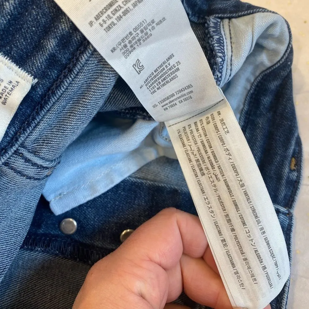 Abercrombie & Fitch Button Fly High Rise Super Skinny Raw Chewed Hem Ankle Jeans - Image 8