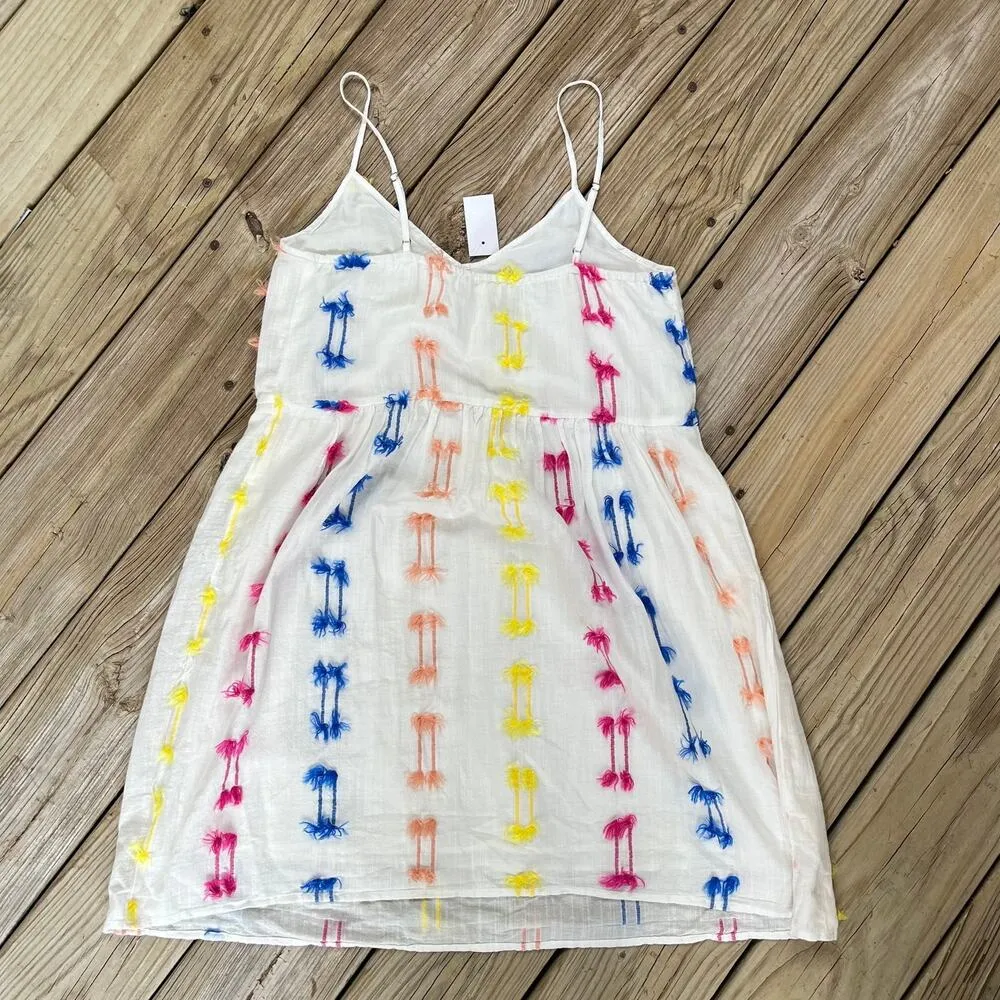 Lou & Grey White Colorful Fringe Sleeveless Mini Dress Size XS. NEW - Image 2