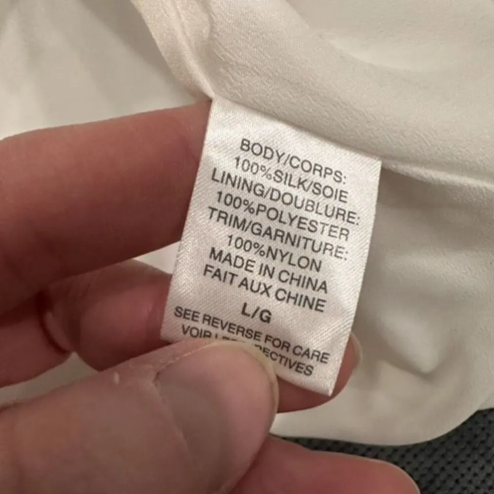 NWT Cami NYC White Romantic Silk Lace Blouse‎ Large Long Sleeve Neutral Cameron - Image 10