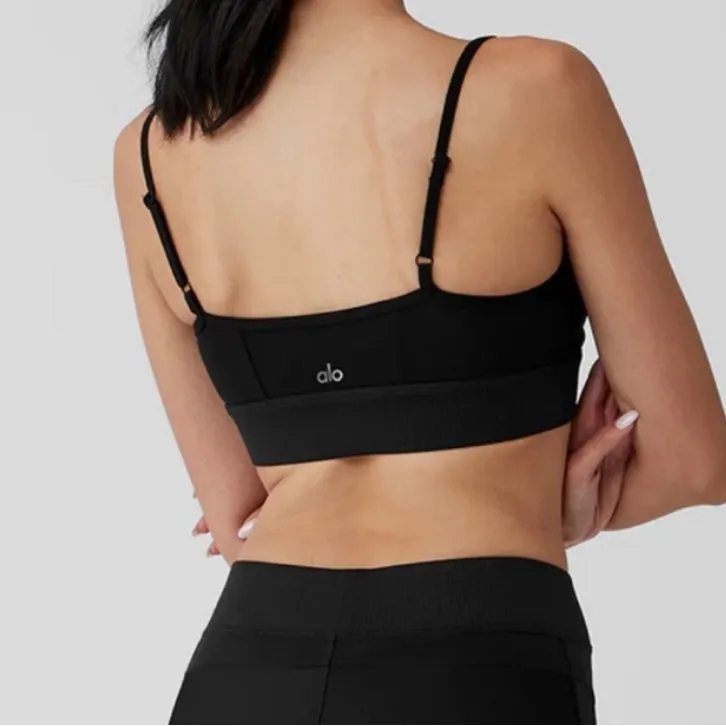 NEW ALO Yoga Alosoft Head Start Bra Size Medium Black NWOT - Image 2