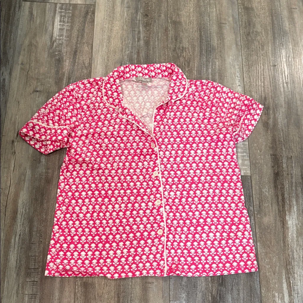 J Crew Eco Dreamiest Pajama Top in Pink Stamp Floral Small - Image 3