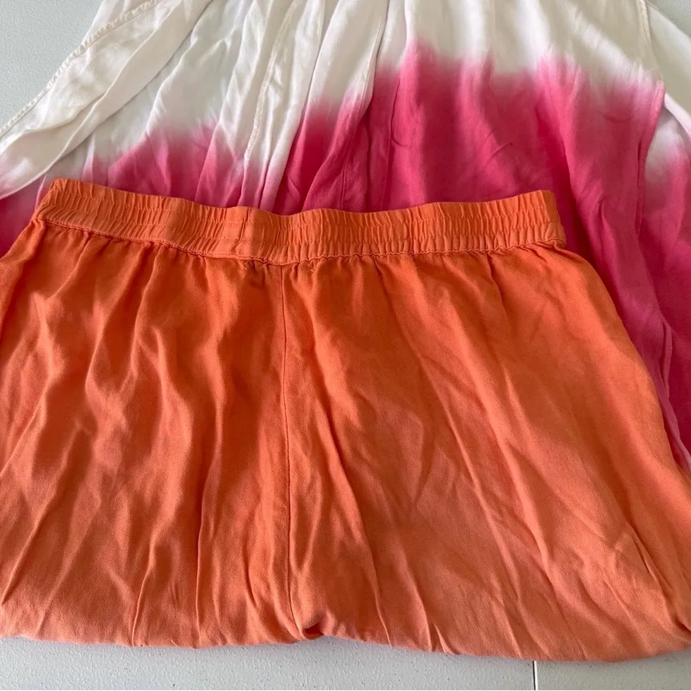 Young Fabulous & Broke Wide-Leg Tulip Pants Orange Pink Flared Ombré Tie Dye - Image 6