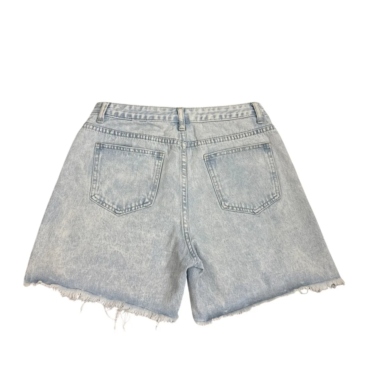 Shein Basics High Rise Mom Light Wash Distressed Cut-Off Jean Shorts Size 30 - Image 2