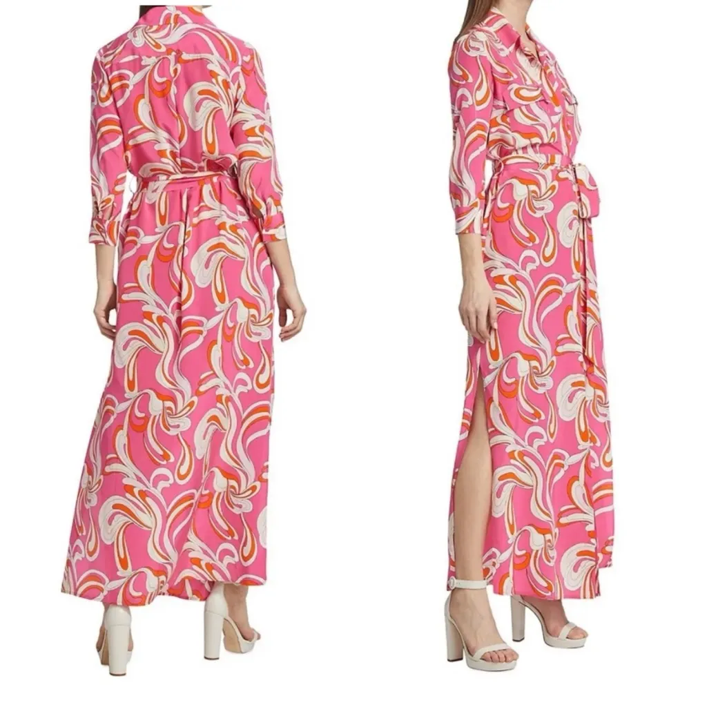 L’agence Cameron silk Maxi dress Orange Rose psychedelic print - Image 2