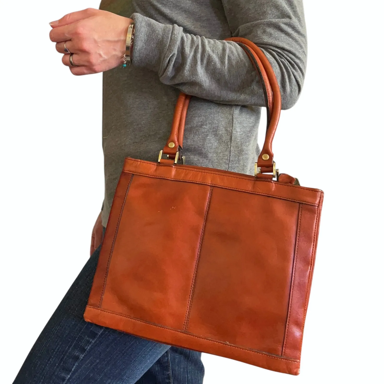 Vintage Charisma Cognac Brown Leather Triple - Image 9