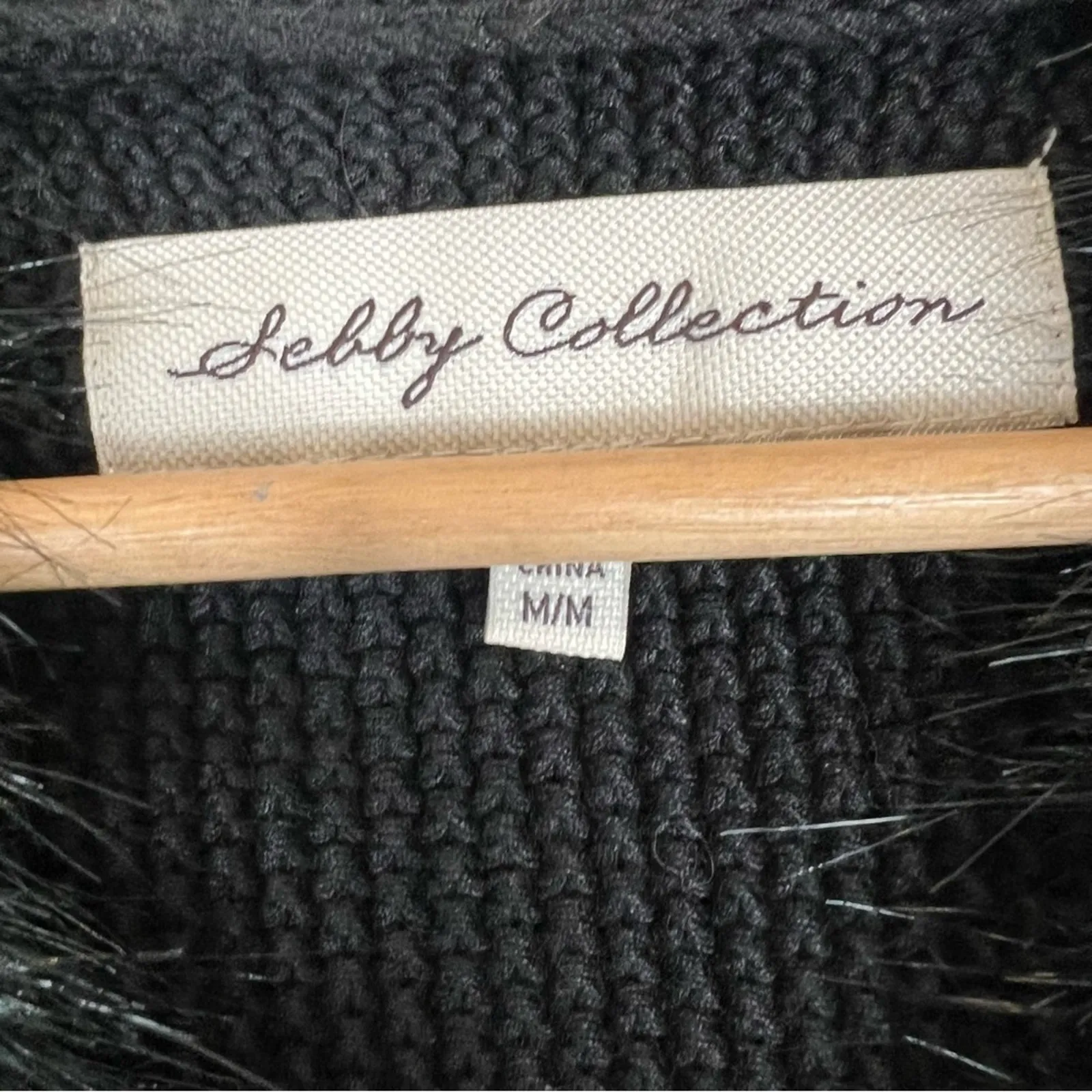 Sebby Collection Faux Fur Vest Womens M Black Knit Open Front Cozy Glam Vegan - Image 5