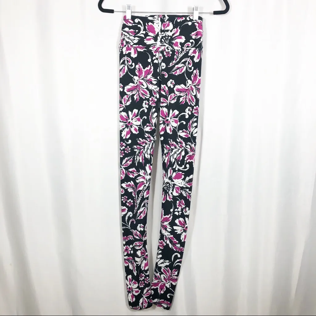 Savage Swim OG Custom High Rise Leggings Tights: Floral Tropical Hawaiian Aloha Black Size XS - Image 2