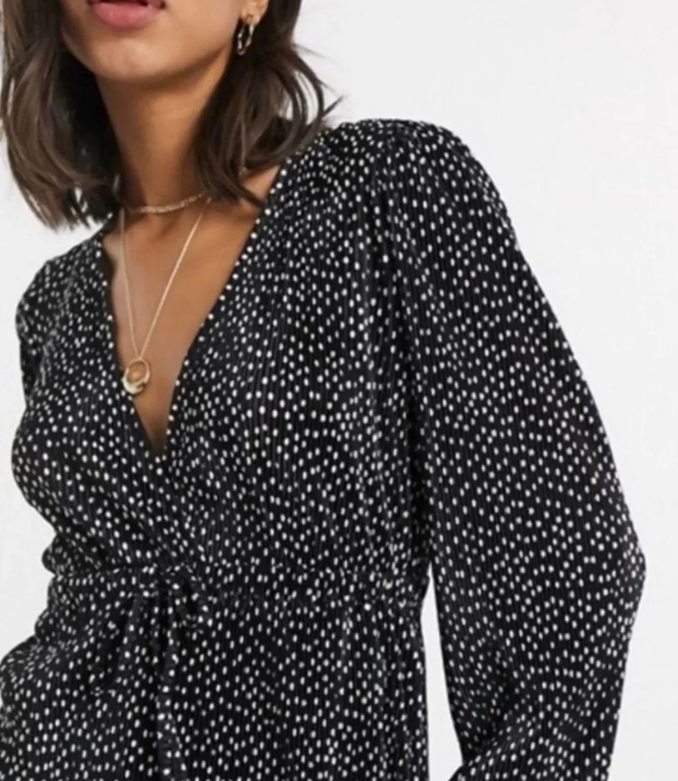 ZARA Polka Dot Pleated Blouse - Image 2