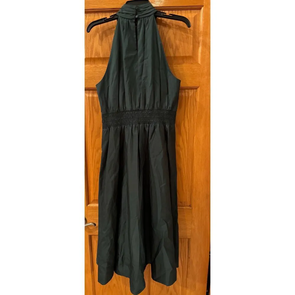 Veronica Beard Kinny Smocked Cotton Blend Midi Dress in Forest, Size 10 (New) - Image 8