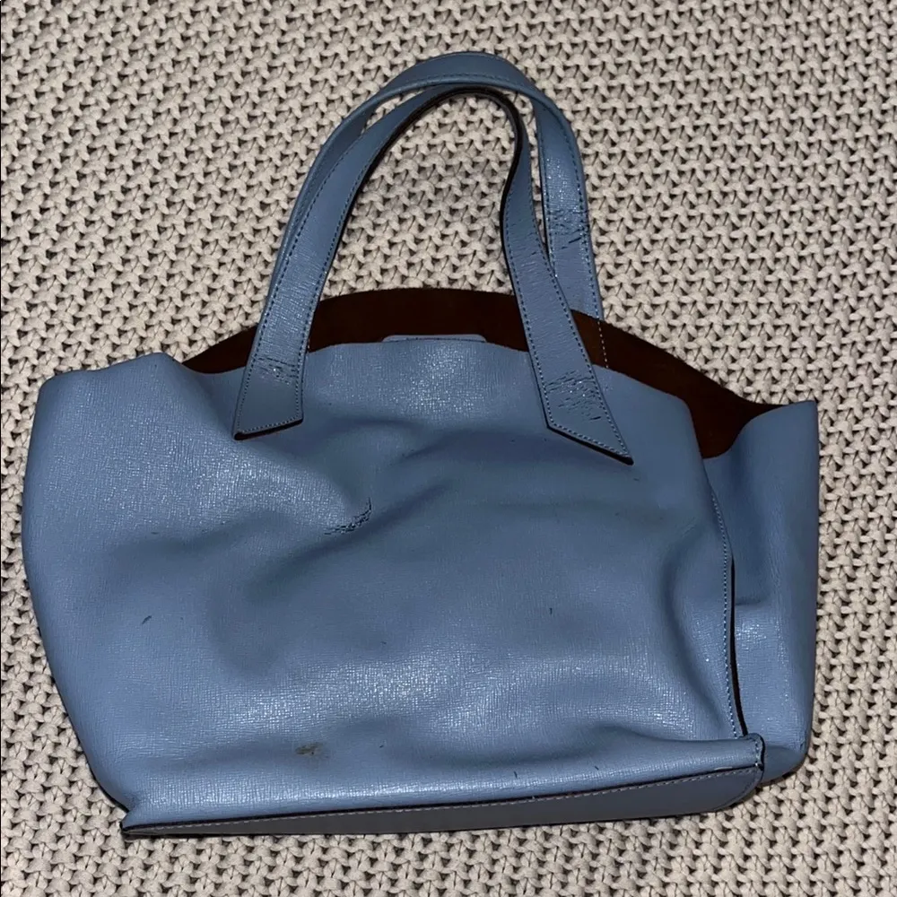 Furla Blue Leather Tote Bag with Slouchy Design - Image 3